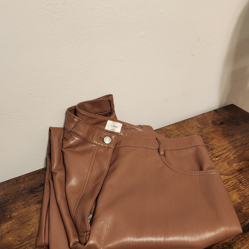 Brown Faux Leather Pants